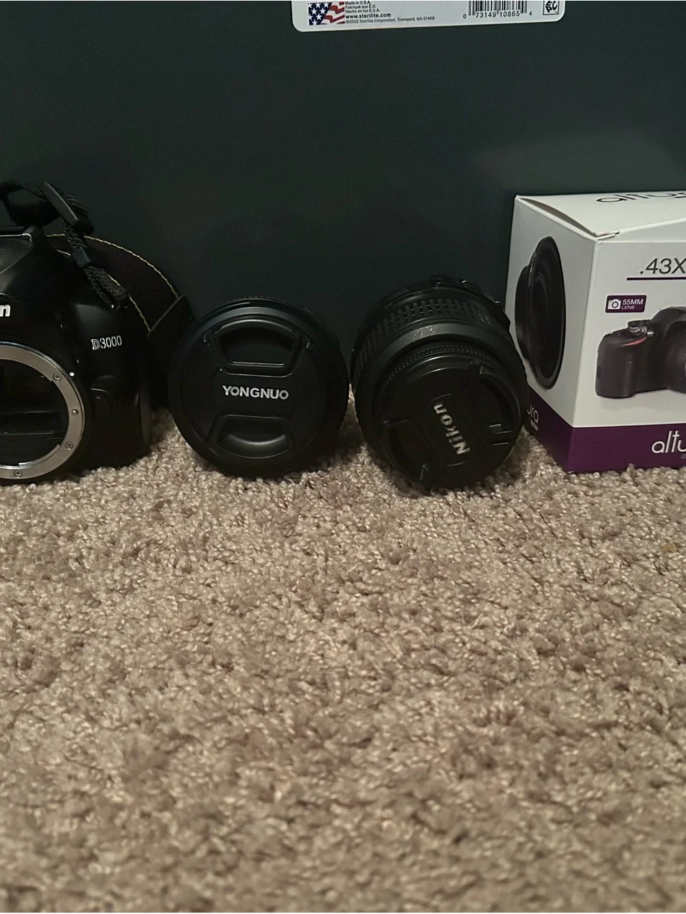 Nikon Black DSLR Body with Black Nikon and Yongnuo Lenses